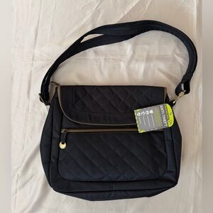 Anti-Theft Black Quilted Shoulder Bag